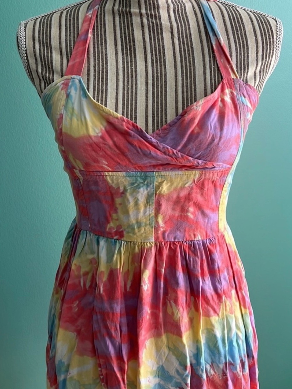 PacSun Multicolor Tie-Dye Backless Halter Dress